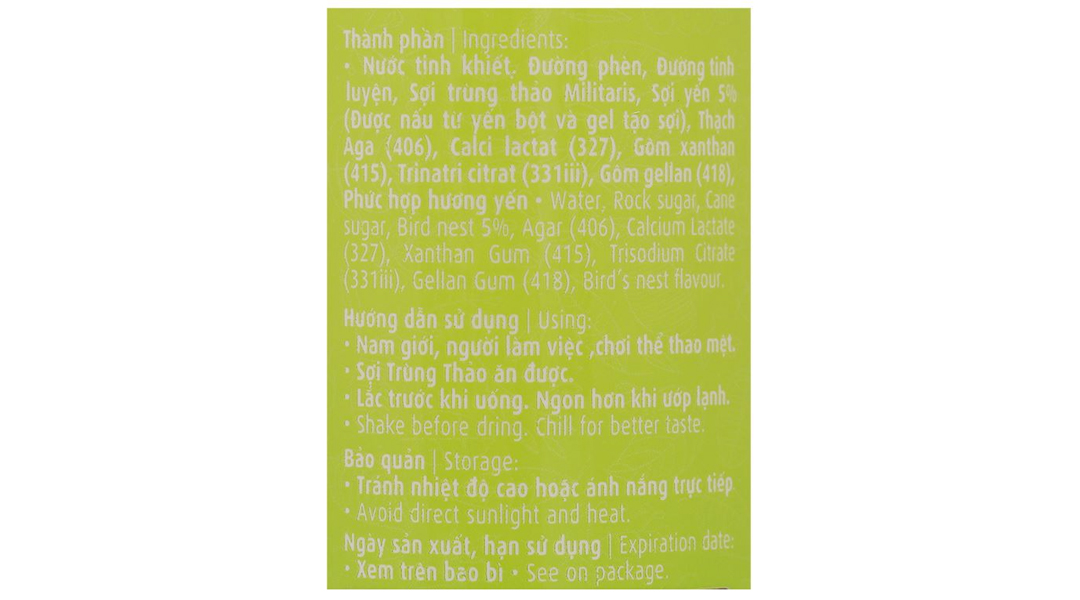 Nước yến sào và đông trùng hạ thảo Green Bird