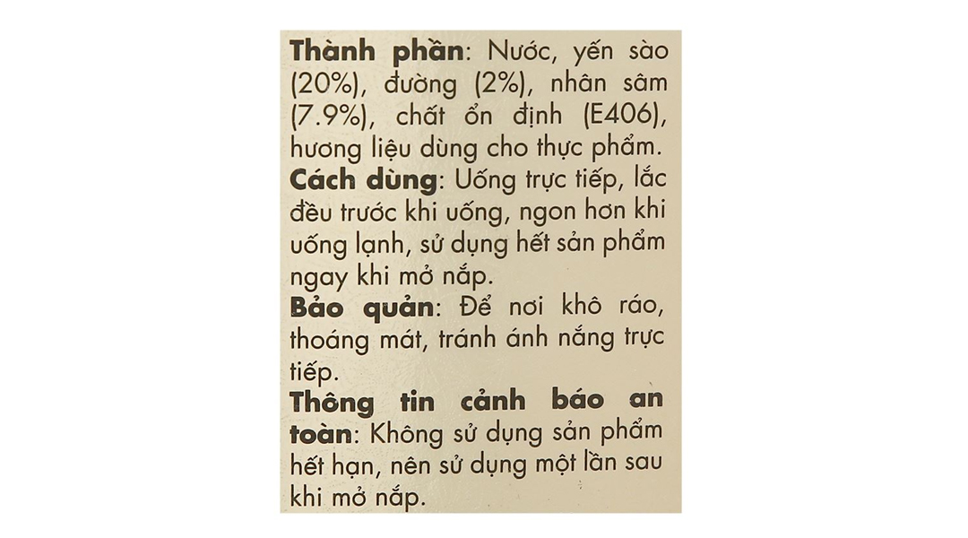 Yến Sào Win'snest Nhân Sâm nguyên chất ít đường