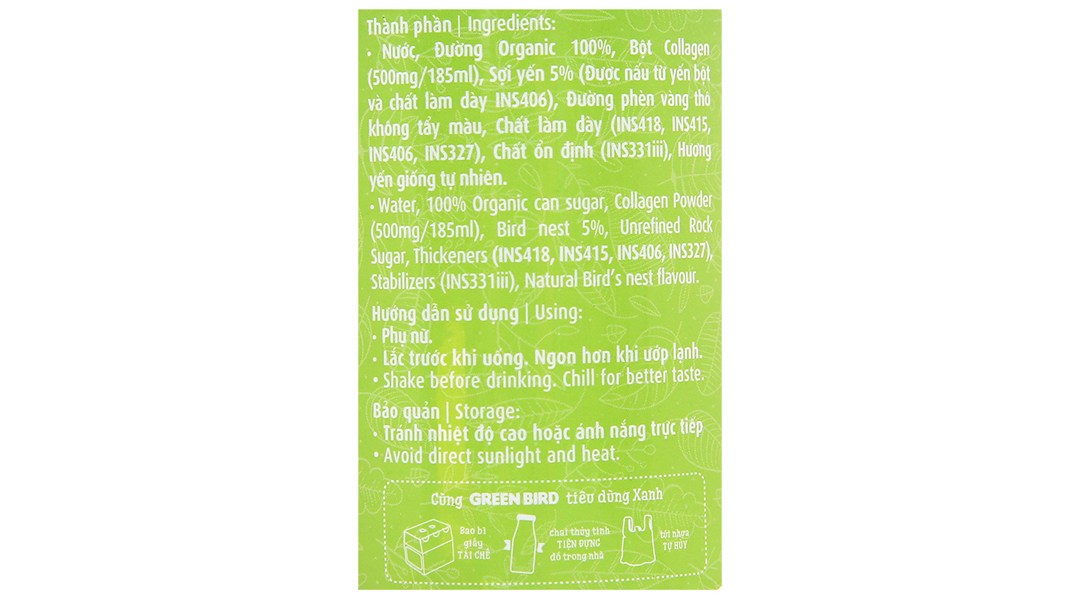 Nước yến sào collagen Green Bird