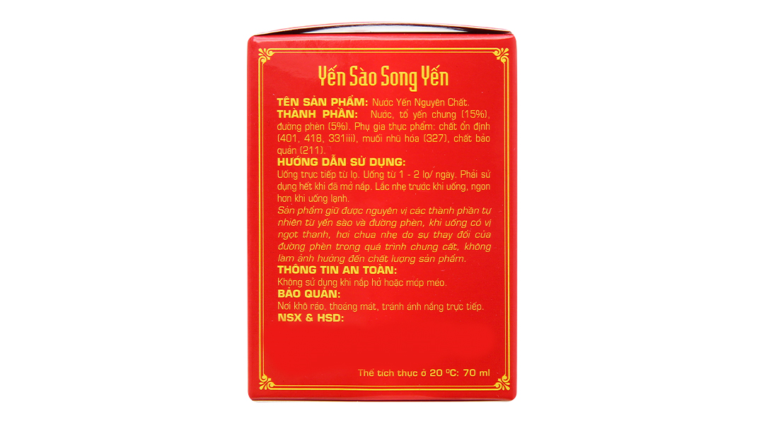 Nước Yến nguyên chất 15% Song Yến
