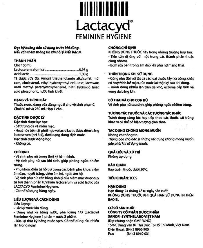 Dung Dịch Vệ Sinh Phụ Nữ Lactacyd Feminine Hygiene 60ml