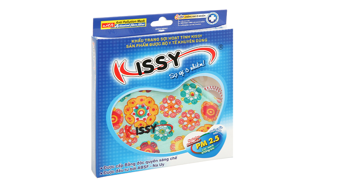 Khẩu trang vải Kissy 3 lớp có họa tiết size M