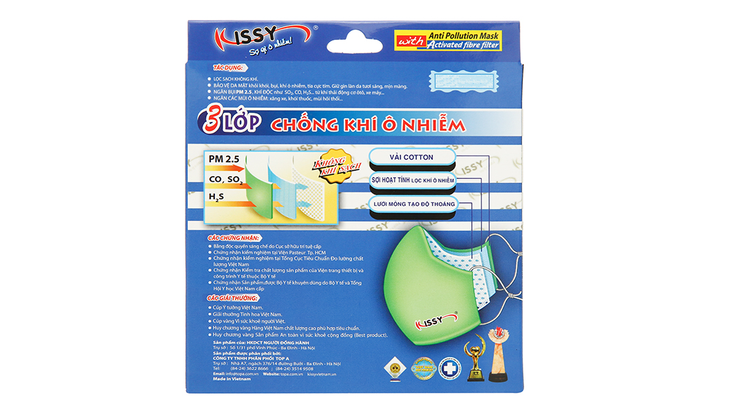Khẩu trang vải Kissy 3 lớp có họa tiết size M