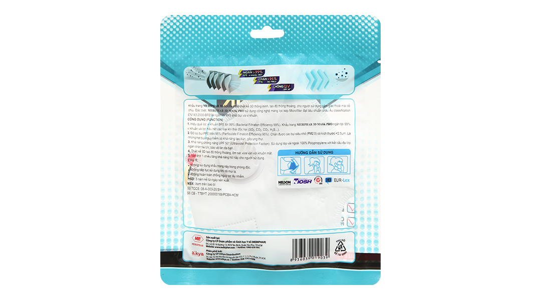 Khẩu trang y tế Mebiphar 3D Mask Pro màu trắng