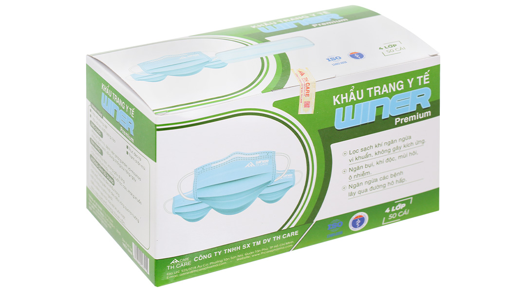Khẩu trang y tế Winer 4 lớp màu xanh
