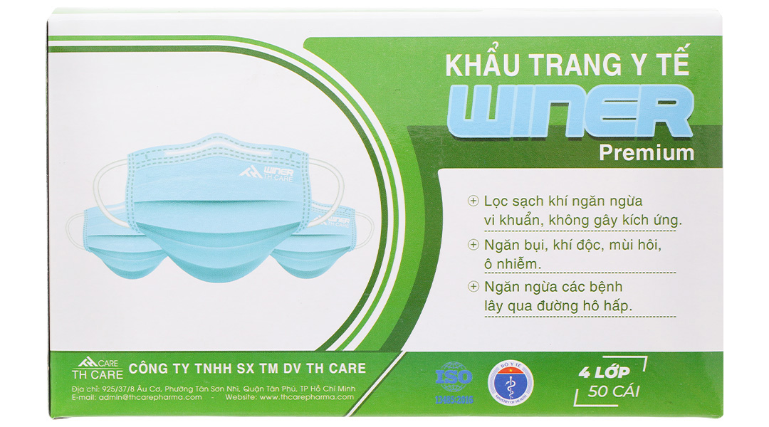 Khẩu trang y tế Winer 4 lớp màu xanh