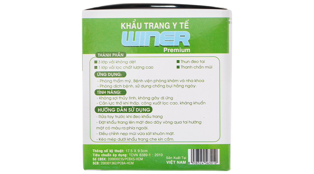 Khẩu trang y tế Winer 4 lớp màu xanh