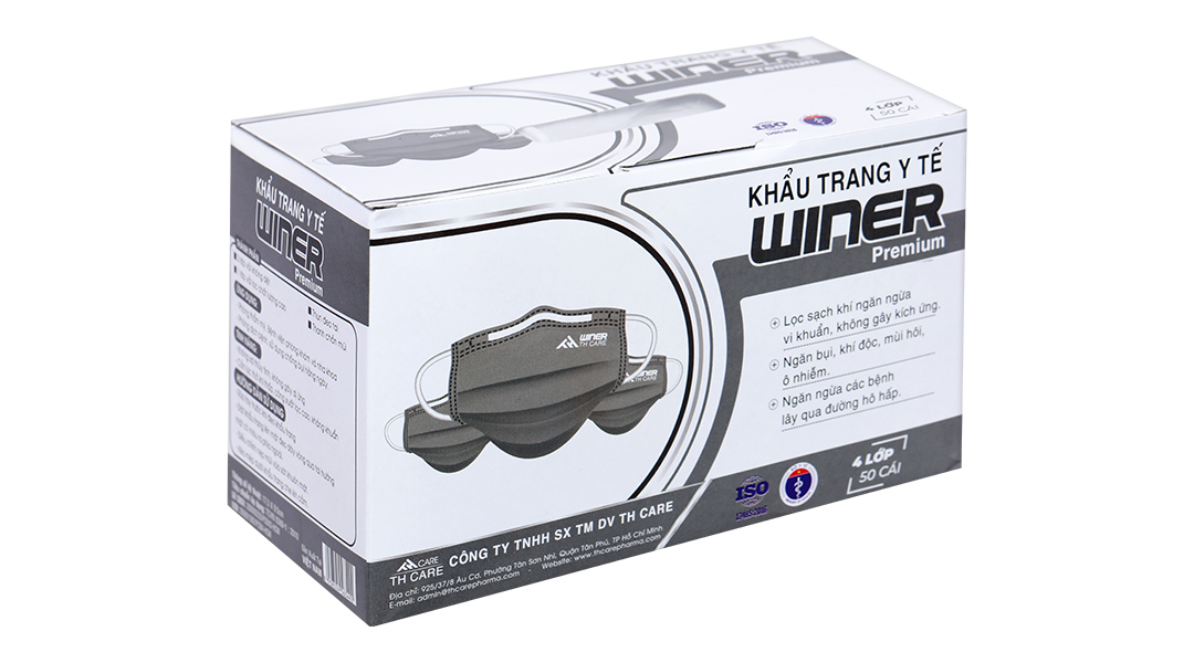 Khẩu trang y tế Winer 4 lớp màu xám