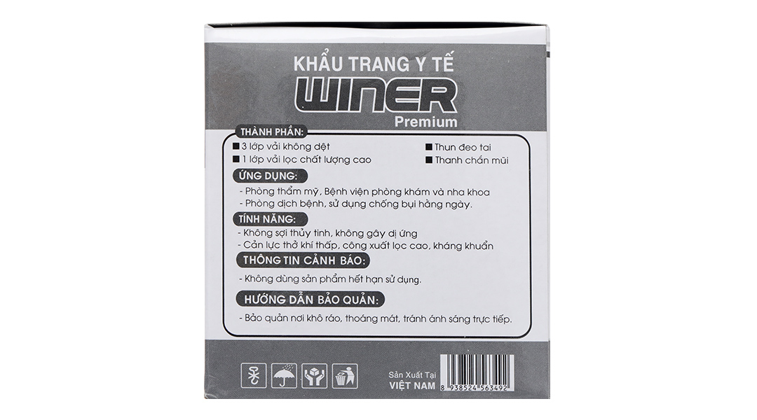 Khẩu trang y tế Winer 4 lớp màu xám