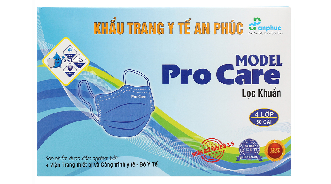 Khẩu trang y tế An Phúc 4 lớp màu xanh