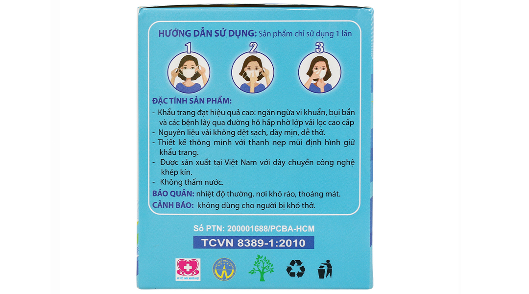 Khẩu trang y tế An Phúc 4 lớp màu xanh