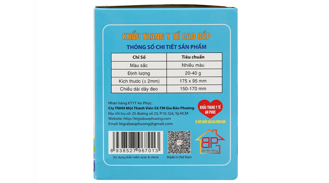 Khẩu trang y tế An Phúc 4 lớp màu xanh