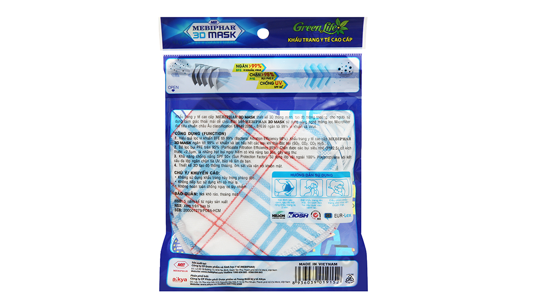 Khẩu trang y tế Mebiphar 3D mask có họa tiết size M