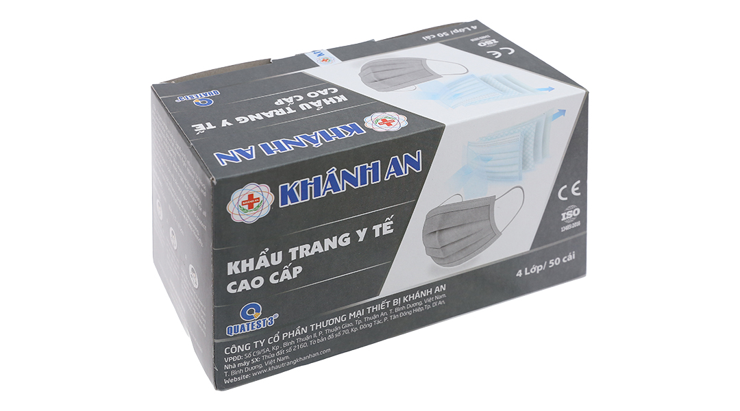 Khẩu trang y tế Khánh An 4 lớp màu xám