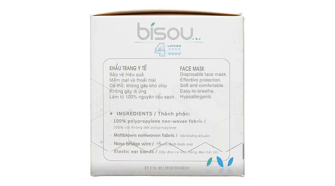 Khẩu trang y tế Bísou 4 lớp màu xám