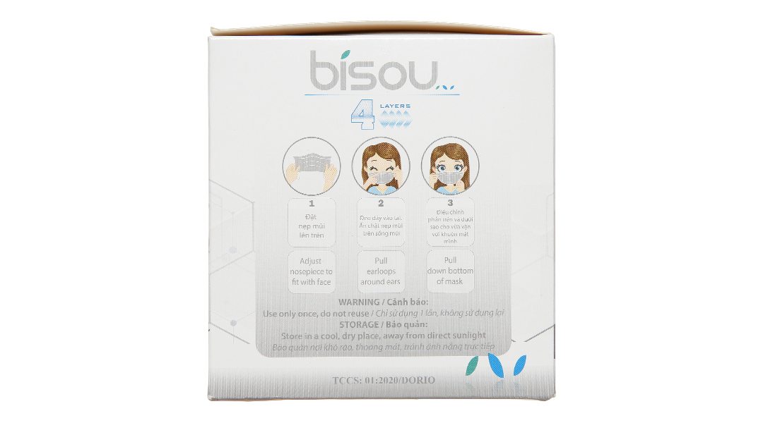 Khẩu trang y tế Bísou 4 lớp màu xám