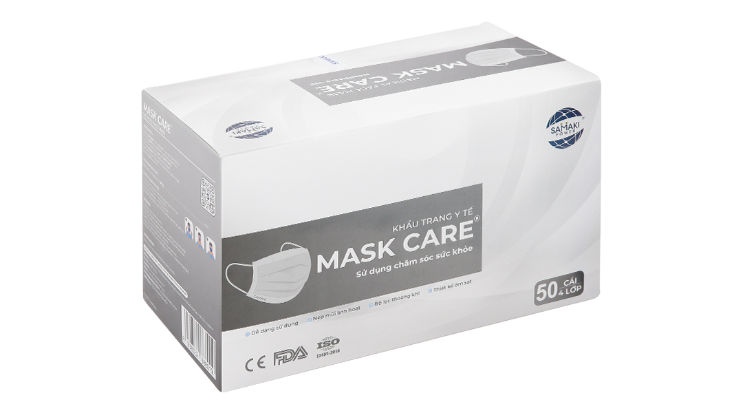 Khẩu trang y tế Mask Care 4 lớp màu xám