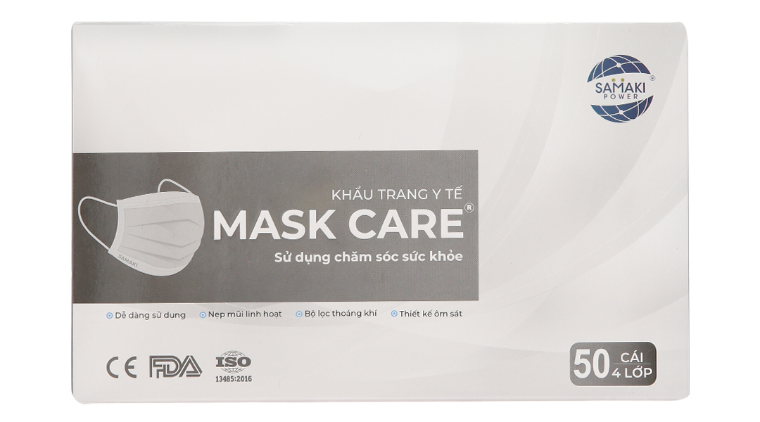 Khẩu trang y tế Mask Care 4 lớp màu xám