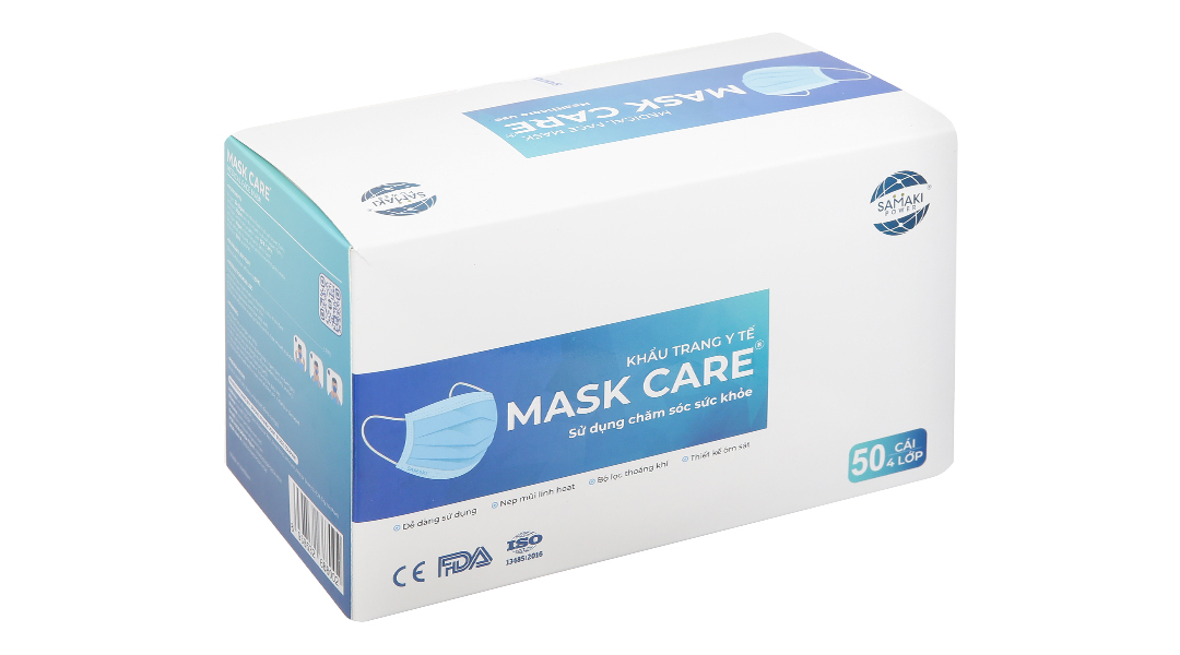 Khẩu trang y tế Mask Care 4 lớp màu xanh
