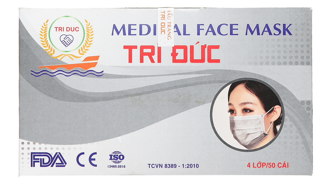 Khẩu trang y tế Trí Đức 4 lớp màu xám