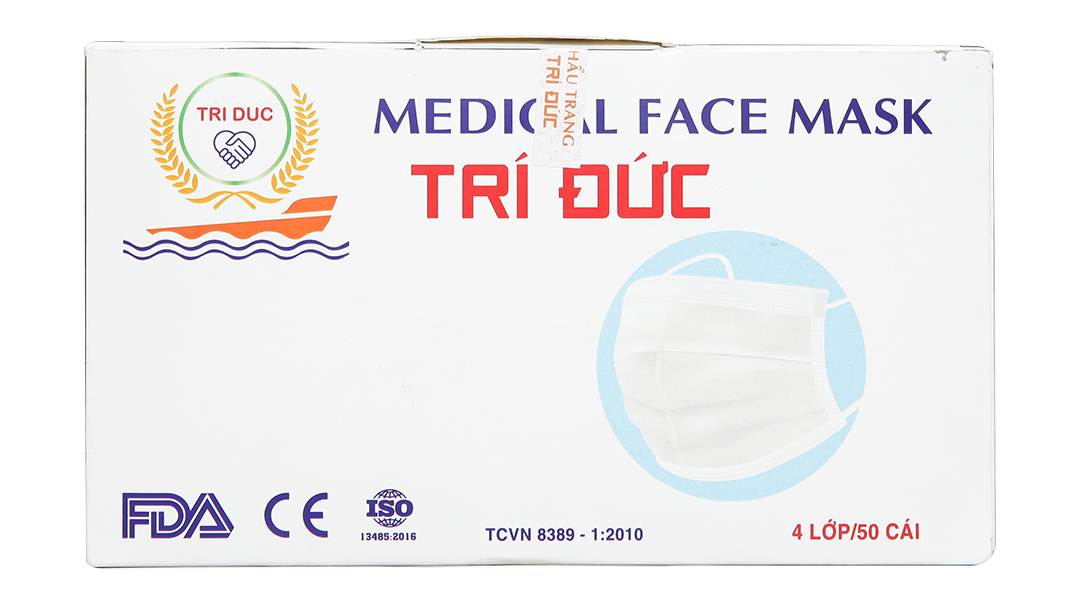 Khẩu trang y tế Trí Đức 4 lớp màu trắng