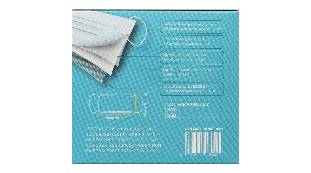 Khẩu trang y tế Famapro 4 lớp màu trắng
