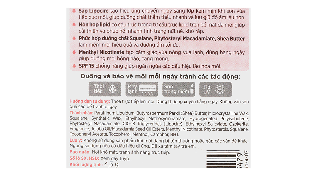 Son dưỡng môi LipIce không màu chuyển kem mịn hương dâu