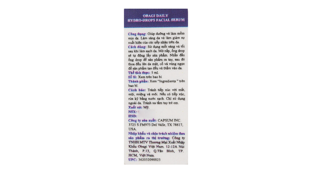 Serum Obagi Daily Hydro-Drops giúp dưỡng ẩm phục hồi da