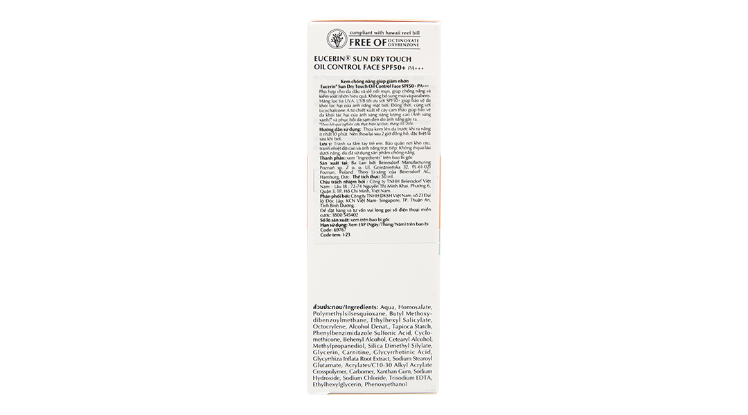 Kem chống nắng Eucerin Sun Dry Touch Acne Oil Control Face SPF 50+/PA++++