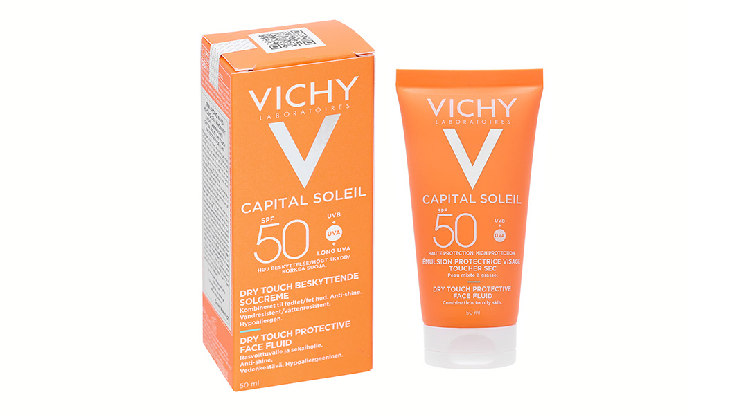 Kem chống nắng Vichy Capital Soleil Dry Touch Protective Face Fluid SPF 50 không gây nhờn rít tuýp 50ml - 06/2026 | nhathuocankhang.com