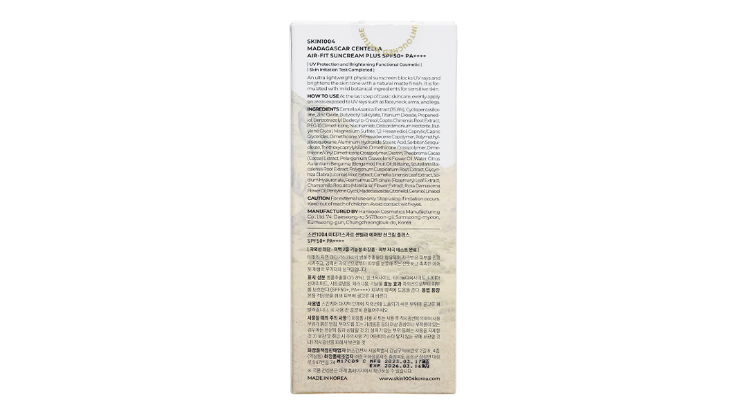 Kem chống nắng Skin1004 Madagascar Centella Air-Fit Suncream Plus SPF50+/PA++++