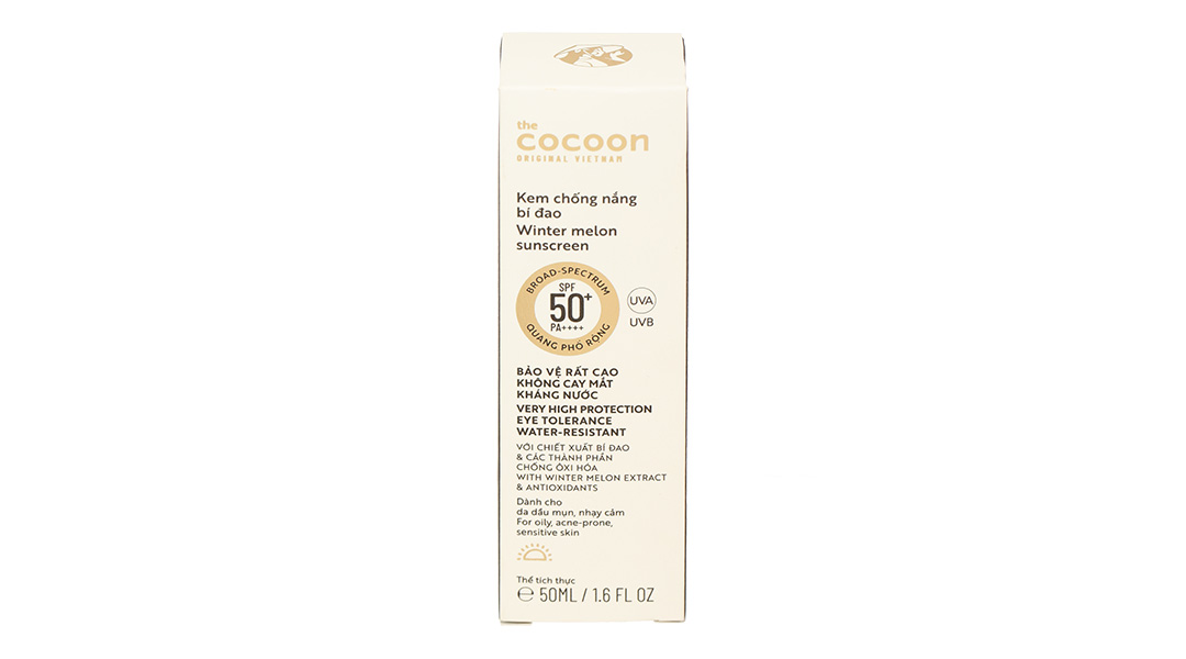 Kem chống nắng Cocoon bí đao SPF50+/ PA++++ cho da nhạy cảm, dầu mụn