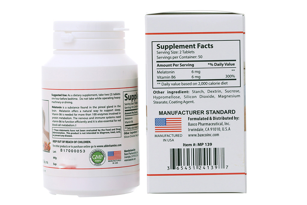 Melatonin B6 Ubb hộp 100 viên