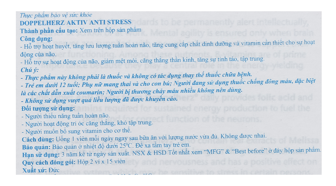 Doppelherz Aktiv Anti Stress hộp 30 viên