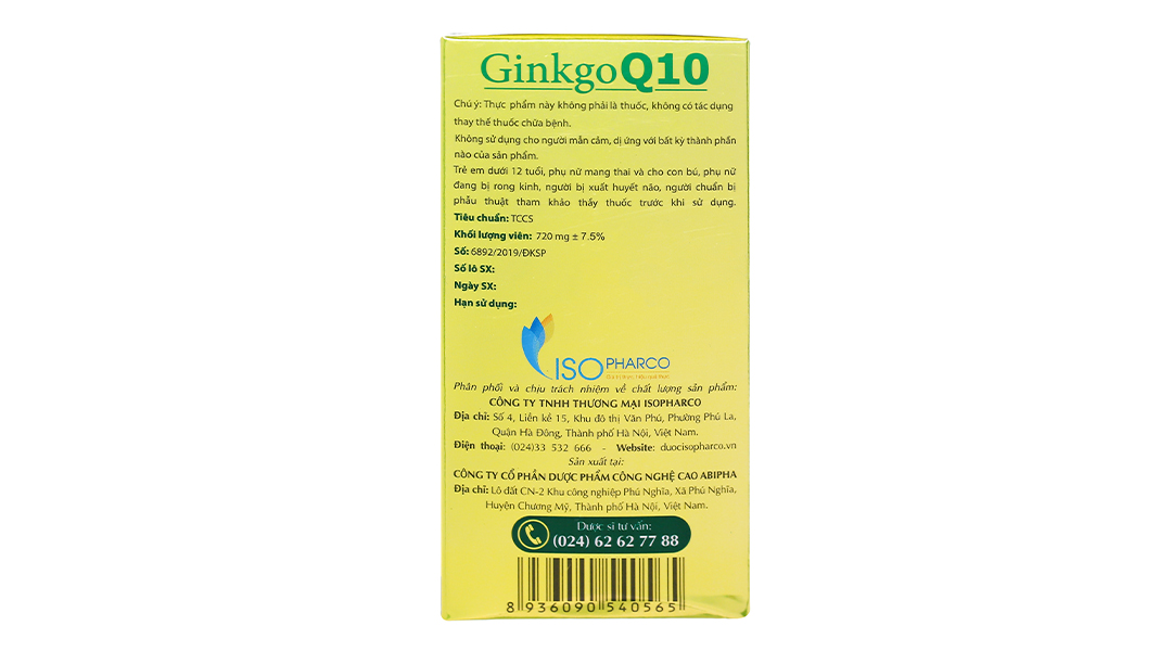 IsoPharco Ginkgo Q10 tăng cường tuần hoàn máu não