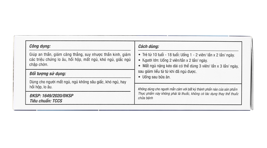 An Tâm Ngủ Ngon PV giúp an thần, giảm căng thẳng, mất ngủ