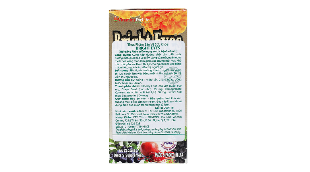 Viên uống bổ mắt Vitamins for life bright eye