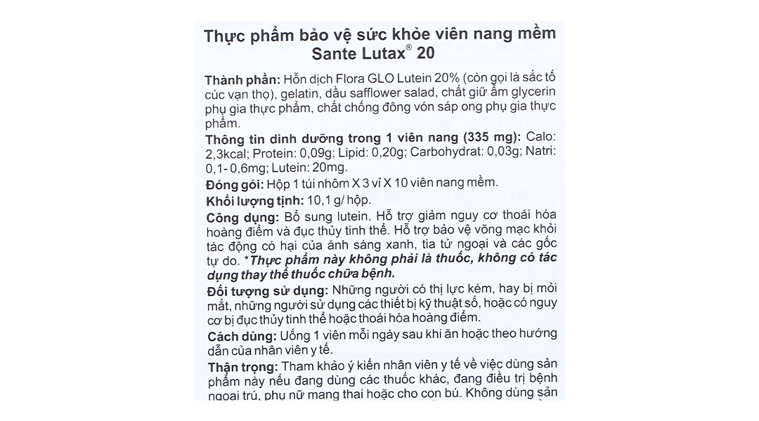 Sante Lutax 20 Hộp 30v