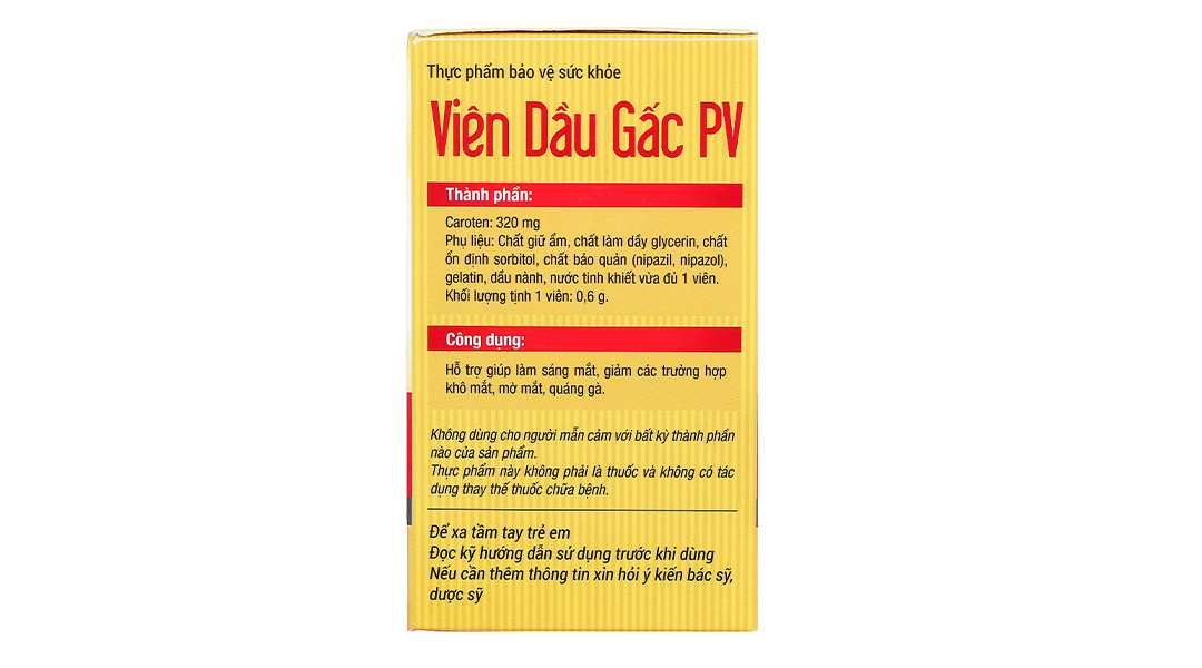 Viên dầu gấc PV giúp sáng mắt, giảm khô mắt