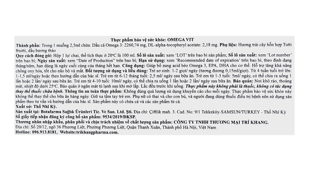 Thực phẩm bảo vệ sức khoẻ Omega Vit