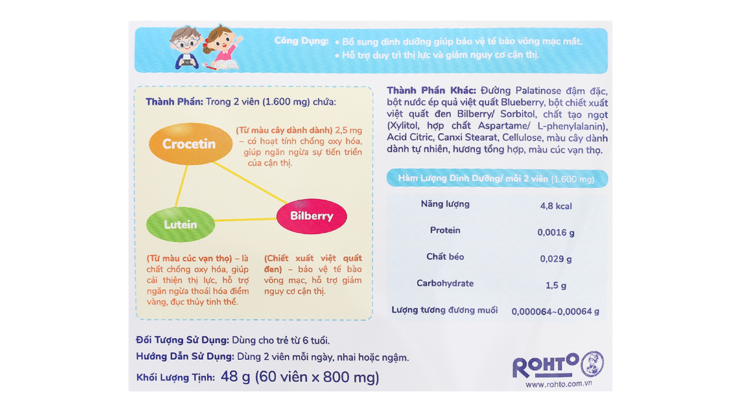 Kẹo Ngậm Bổ Mắt Trẻ Em Rohto Clear Vision Junior