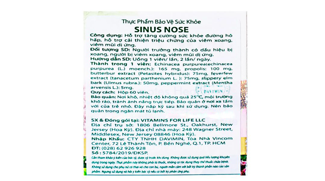 Forlife Sinus Nose Hộp 60v Off