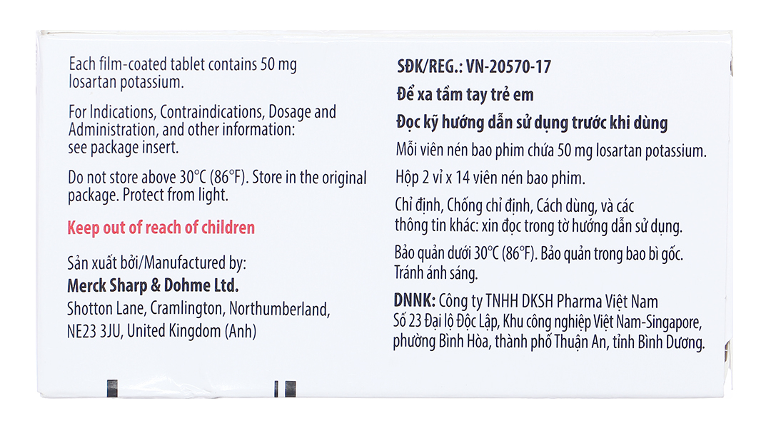 Cozaar 50mg trị tăng huyết áp, suy tim