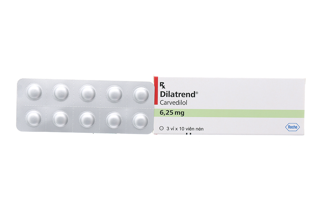 Dilatrend 6.25mg trị tăng huyết áp, suy tim