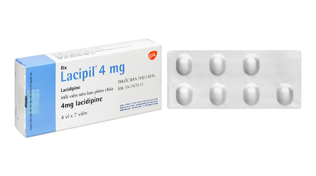 Lacipil 4mg trị tăng huyết áp đơn trị liệu hoặc kết hợp