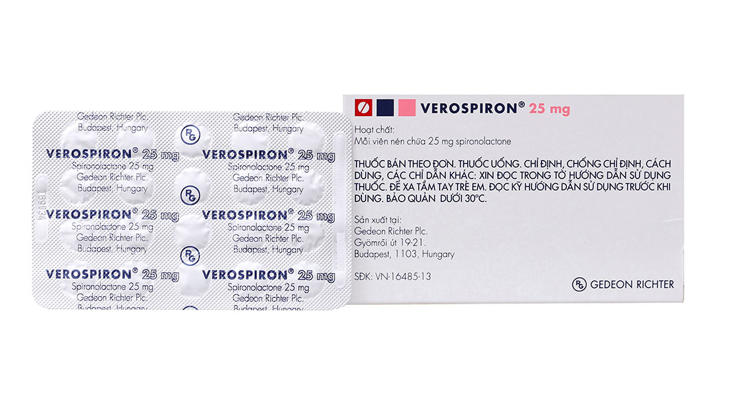 Verospiron 25mg trị phù, tăng huyết áp