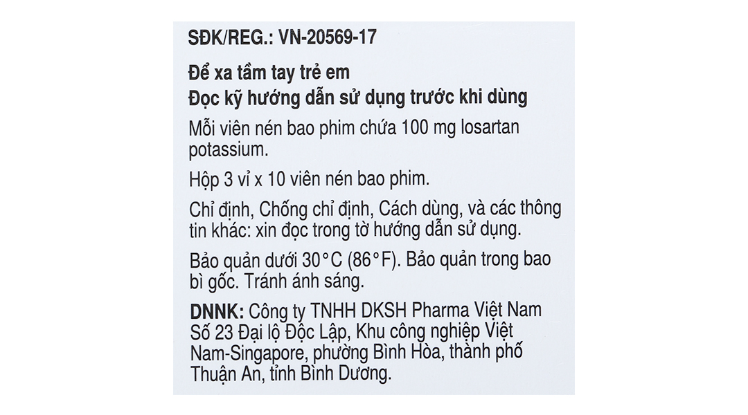 Cozaar 100mg trị tăng huyết áp, suy tim