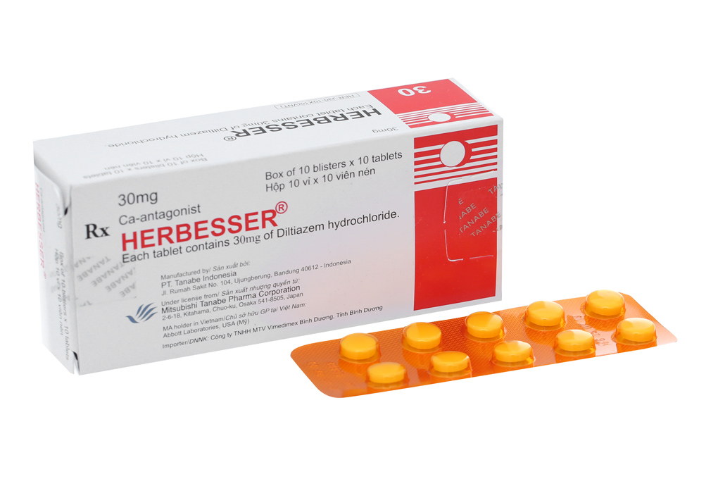 Herbesser 30mg trị tăng huyết áp, đau thắt ngực