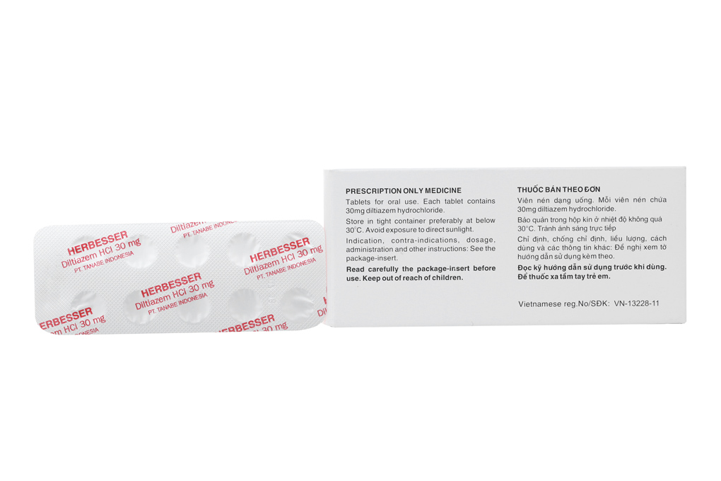 Herbesser 30mg trị tăng huyết áp, đau thắt ngực