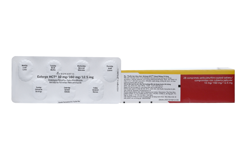 Exforge HCT 10mg/160mg/12.5mg trị tăng huyết áp